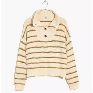 MADEWELL Canby Button Mockneck Sweater in Stripe